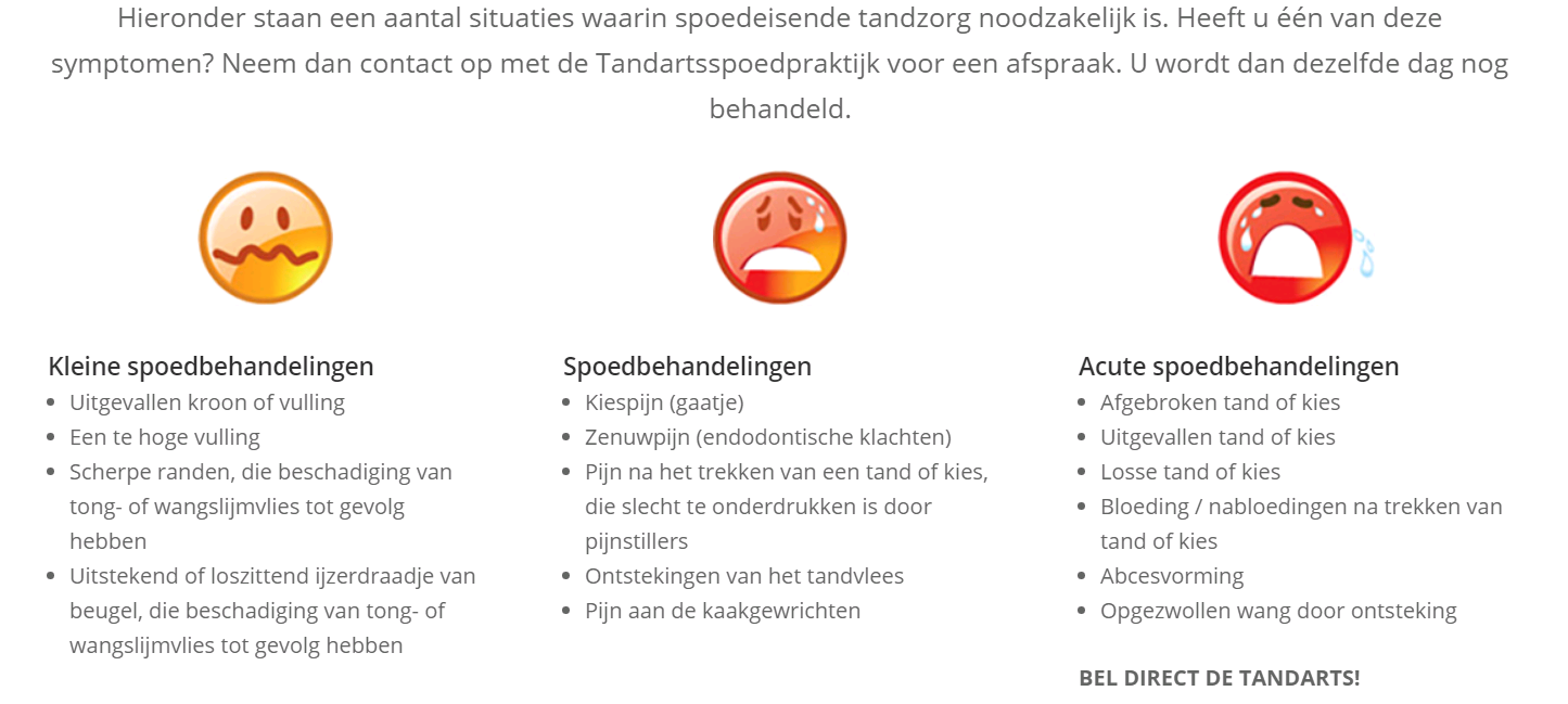 situaties spoedeisende tandzorg